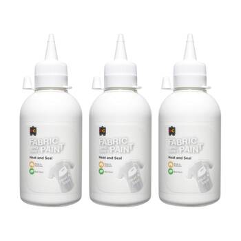 3PK Educational Colours Fabric & Craft Kids Art Paint White 250ml 3y+