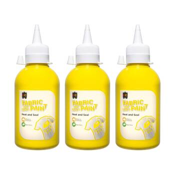 3PK Educational Colours Fabric & Craft Kids Art Paint Yellow 250ml 3y+