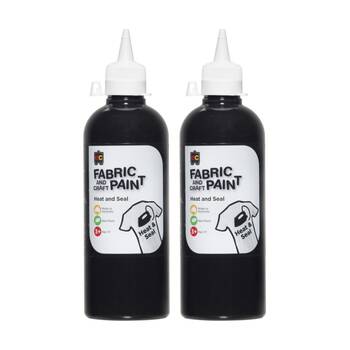 2PK Educational Colours Fabric & Craft Kids Art Paint Black 500ml 3y+