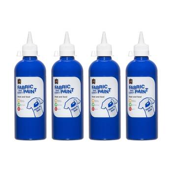 4PK Educational Colours Fabric & Craft Kids Art Paint Dark Blue 500ml 3y+