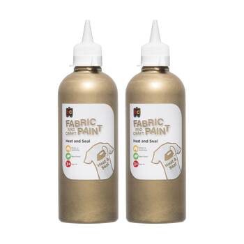 2PK Educational Colours Fabric & Craft Kids Art Paint Gold 500ml 3y+