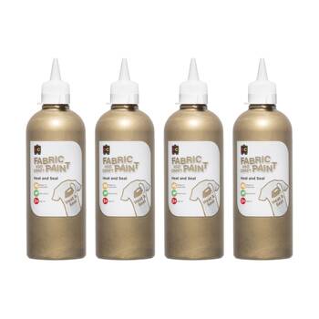 4PK Educational Colours Fabric & Craft Kids Art Paint Gold 500ml 3y+