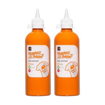 2PK Educational Colours Fabric & Craft Kids Art Paint Orange 500ml 3y+