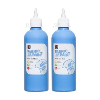 2PK Educational Colours Fabric & Craft Kids Art Paint Sky Blue 500ml 3y+