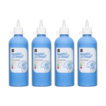 4PK Educational Colours Fabric & Craft Kids Art Paint Sky Blue 500ml 3y+