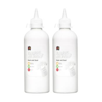 2PK Educational Colours Fabric & Craft Kids Art Paint White 500ml 3y+
