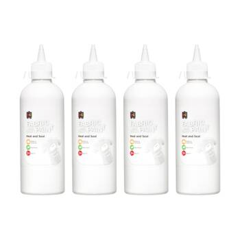 4PK Educational Colours Fabric & Craft Kids Art Paint White 500ml 3y+