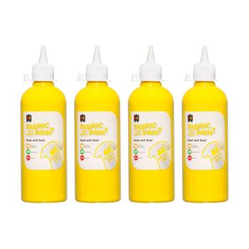 4PK Educational Colours Fabric & Craft Kids Art Paint Yellow 500ml 3y+