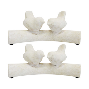 2PK LVD Bird Chatter Poly Resin Animal Sculpture Indoor/Outdoor Decor 20x8.5x7cm
