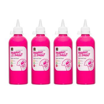 4PK Educational Colours Fluorescent Fabric & Craft Kids Art Paint Pink 500ml 3y+