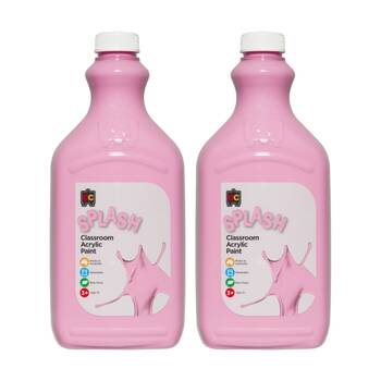 2PK Educational Colours Splash Classroom Acrylic Paint Cup Cake Pink 2L 3y+