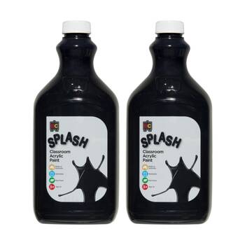 2PK Educational Colours Splash Classroom Acrylic Paint Liquorice Black 2L 3y+