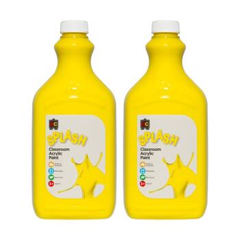 2PK Educational Colours Splash Classroom Acrylic Paint Sunshine Yellow 2L 3y+