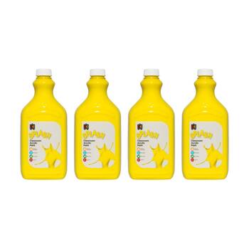 4PK Educational Colours Splash Classroom Acrylic Paint Sunshine Yellow 2L 3y+