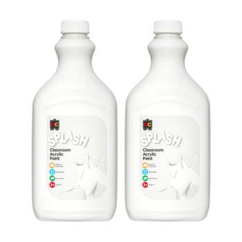 2PK Educational Colours Splash Classroom Acrylic Paint Snowball White 2L 3y+