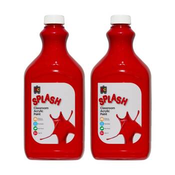 2PK Educational Colours Splash Classroom Acrylic Paint Toffee Apple Red 2L 3y+