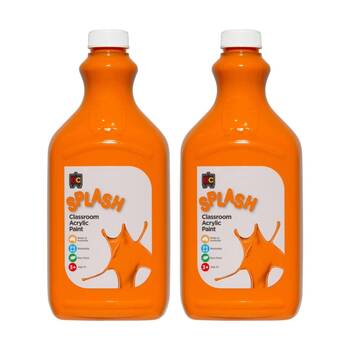 2PK Educational Colours Splash Classroom Acrylic Paint Tangy Orange 2L 3y+