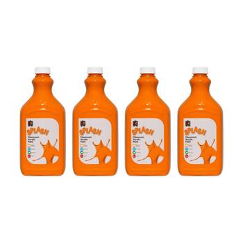 4PK Educational Colours Splash Classroom Acrylic Paint Tangy Orange 2L 3y+