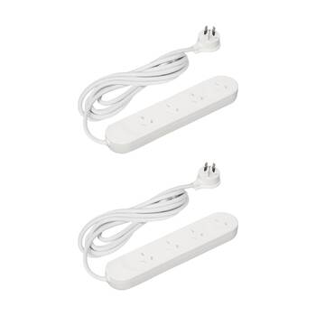 2PK Hpm 10A 2400W 4 Way Power Board 1.8M Lead Strip Extension Cord HPM Australia