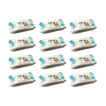 12x 100pc Showmaster Plant-Based Hypoallergenic Dog Pet Wipes Coconut/Vanilla