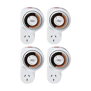 4PK Hpm 24 Hour Analogue Timer Electrical HPM Plug-in Security
