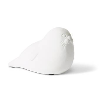 2PK E Style Seal Sculpture Cement White 16x9x10cm Coastal Home Decor