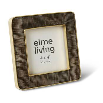 2PK E Style Anika Horn 4x4in Brass Decorative Photo Frame Textured Decor