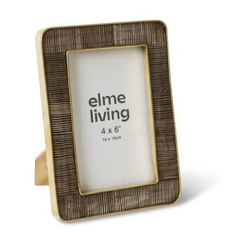 2PK E Style Anika Horn 4x6in Brass Decorative Photo Frame Textured Decor
