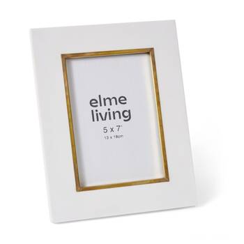 2PK E Style Kissa 5x7in White Resin Brass Gold Photo Frame Modern Home Decor