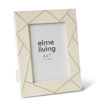 2PK E Style Panya 5x7in Photo Frame Geometric Resin Brass Cream Gold Decor