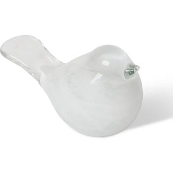 E Style Flynn Glass Bird White Modern Decorative Ornament 16x7x10cm