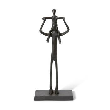 E Style Father & Son Sculpture Aluminium Modern Decor Black 17x9x39cm