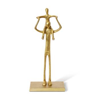 E Style Father & Son Sculpture Aluminium Modern Decor Gold 17x9x39cm