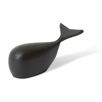 E Style Whale Sculpture Aluminium Modern Coastal Decor Black 13x6x6cm
