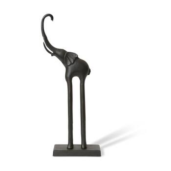 E Style Elephant Sculpture Animal Ornamental Decor Black 27x15x79cm