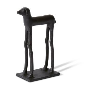 E Style Deka Dog Sculpture Modern Minimalist Decor Black 13x7x20cm