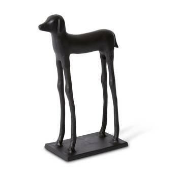 E Style Deka Dog Sculpture Modern Minimalist Decor Black 20x9x29cm