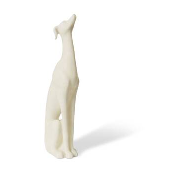 E Style Resin?Sitting Dog Sculpture Minimalist Decor White 21x14x70cm