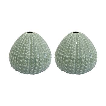 2PK LVD Large Urchin Decorative Ceramic Bud Vase Home Decor 17.5x17.5x14cm