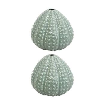 2PK LVD Small Urchin Decorative Ceramic Bud Vase Home Decor 13.5x13.5x11.5cm