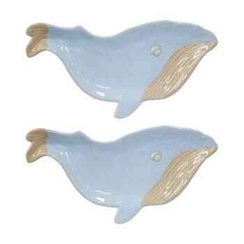 2PK LVD Whale Ceramic Kitchen Dinner Trinket Tray Plate Home Decor 31x15x2cm