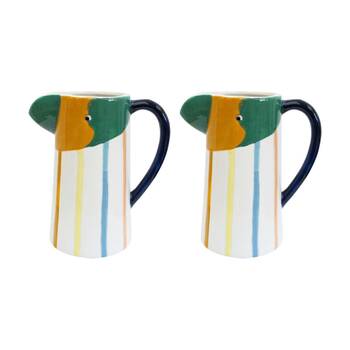2PK LVD Animal Ceramic Goldie Bird Jug Kitchen Decor Multicoloured