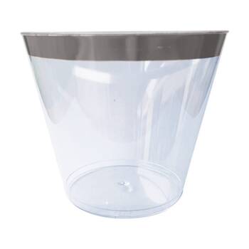 12x 6pc Partyware Hard Plastic Drinking Tumbler Cup Set W/ Silver Rim 250ml