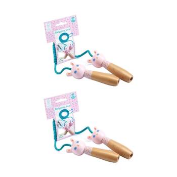 2PK Djeco Skipping Lea Pink Adjustable Rope Kids Outdoor Toy Age 4+