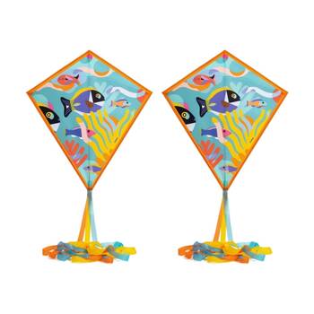 2PK Djeco Ocean Kite Colourful Easy Assemble Lightweight Flying Toy Kids 5+