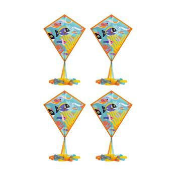 4PK Djeco Ocean Kite Colourful Easy Assemble Lightweight Flying Toy Kids 5+