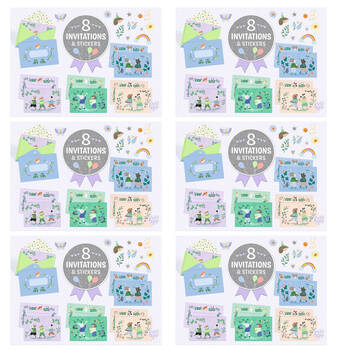 6PK Djeco Animal Fanfare Letter & Invitation Set 8 Cards Envelopes Stickers 5y+