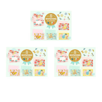 3PK Djeco Fairies For A Day Letter & Invitation Set 8 Cards Envelopes Stick 5y+