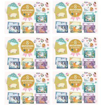 6PK Djeco Wonderful Creatures Letter & Invitation Set 8 Cards Envelopes Stick