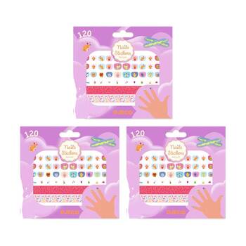 3x 120pc Djeco Happy Birthday Nail Stickers Colourful Easy Apply 4+ Years